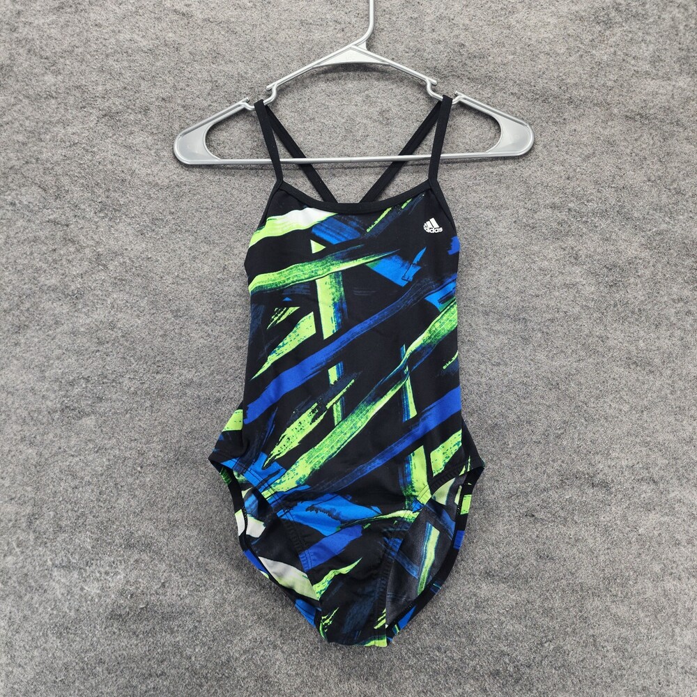 Adidas One Piece Swimsuit Womens 26 Black Blue Green Swimwear